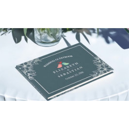 Blue White Floral Love Birds Wedbook Gästebuch
