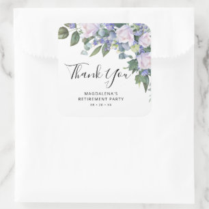 Blue White Floral Retirement Party Vielen Dank Quadratischer Aufkleber