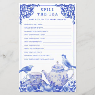 Blue & White Floral Spill The Teaduwer Game