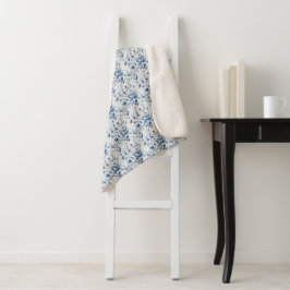 Blue White Floral Toile Chinoiserie WKND Sherpadecke