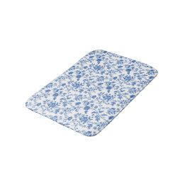 Blue White Floral Toile Pattern  Badematte