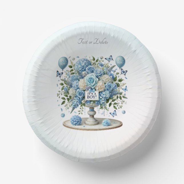 Blue White Floral Vase Paper Bowl Pappteller (Vorderseite)