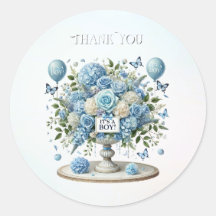Blue White Floral Vase Sticker
