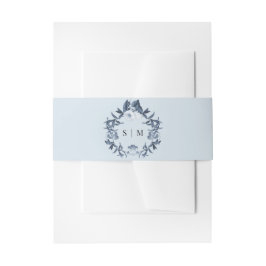 Blue White Floral Wildblume Wreath Wedding Einladungsbanderole