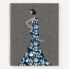 Blue & White Florals Woman Fashion Notizbuch