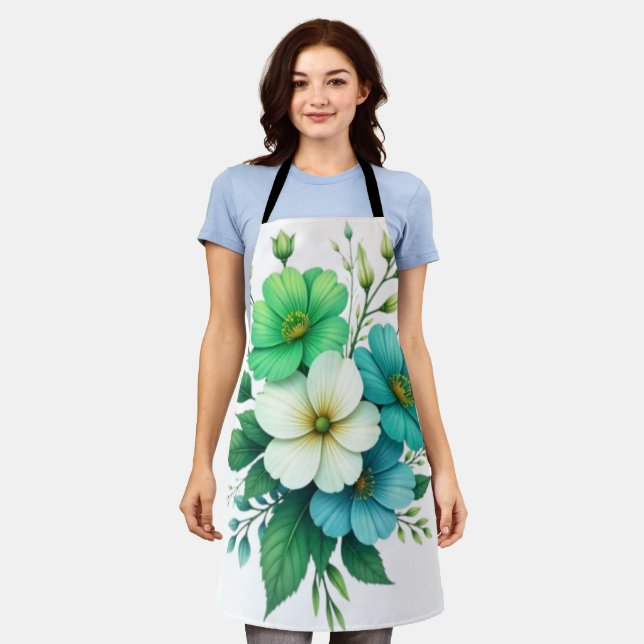 Blue White Flowers Bouquet-57453 Schürze (Getragen)