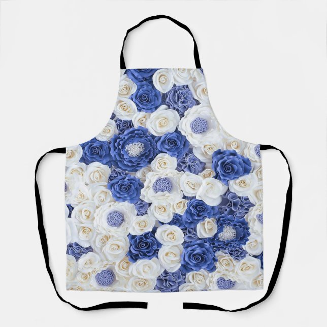 Blue White Fowers Schürze (Vorderseite)