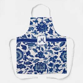 Blue White French Country All Over Print Apron Schürze
