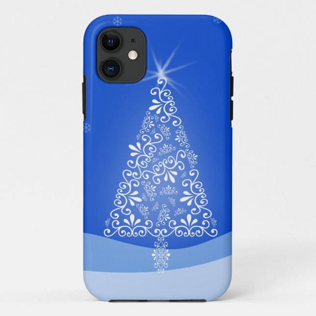 Blue White Frohe Weihnachtsbaumstars Night Light Case-Mate iPhone Hülle (Rückseite)