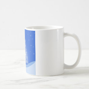 Blue White Frohe Weihnachtsbaumstars Night Light Kaffeetasse
