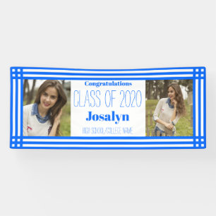 Blue White Geometric Zwei-Foto-Abschluss Banner
