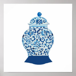 Blue White Ginger Jar Art Print Poster