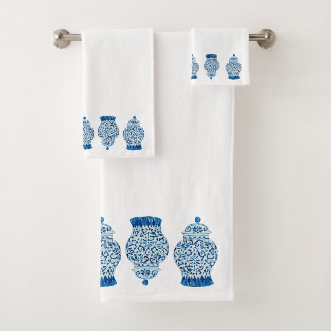 Blue White Ginger Jar Bath Handtuch Set (Insitu)