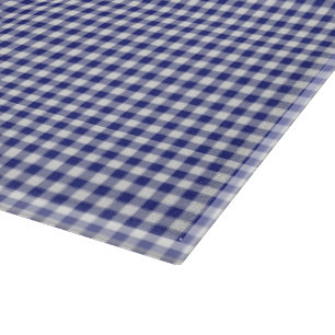 Blue-White Gingham-15 x 11 GLASS CUTTING BOARD Schneidebrett