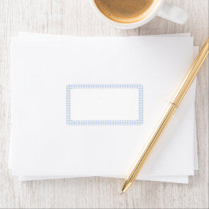 Blue & White Gingham Baby Dusche Adressaufkleber