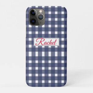 Blue White Gingham Personalisiert Case-Mate iPhone Hülle