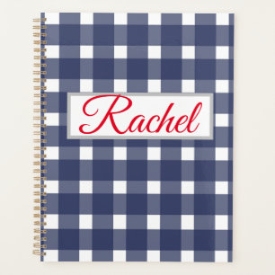 Blue White Gingham Personalisiert Planer