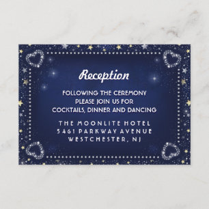 Blue White Gold 3.5 x 5 Herz & Star Empfang Einladung