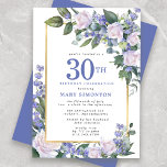 Blue White Gold Floral 30. Geburtstag Einladung<br><div class="desc">Ehre eine besondere Frau mit dieser eleganten und weiblichen 30. Geburtstags-Party Einladung. 30. ist in großem blauen Text geschrieben. Die Geburtstagsfeier folgt. Der Name des geehrten Gastes ist auch in blauen Hauptstädte zu finden. Der Rest des Textes ist weich taubengrau. Die Details der Geburtstagsfeier sind von einem schicken goldenen Rahmen...</div>