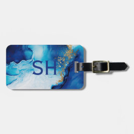 Blue White Gold Marmor Gepäckanhänger