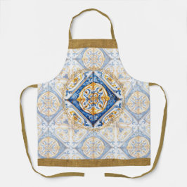 Blue White Gold Talavera Azulejo Tile Look Schürze