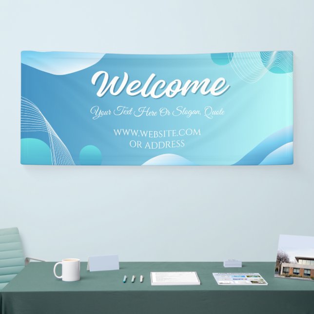 Blue White Gradient Modern Welcome Event Display  Banner (Messe)