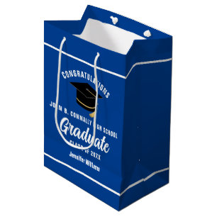 Blue White Graduate Custom 2024 Graduation Party Mittlere Geschenktüte
