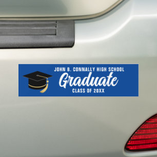 Blue White Graduate Custom Abschluss Autoaufkleber