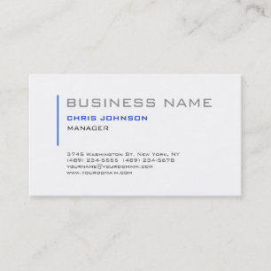 Blue & White Gray Charming Manager Business Card Visitenkarte