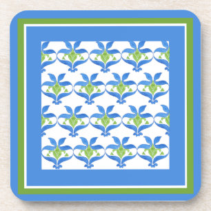 Blue White Green Art Nouveau Pattern Coasters Getränkeuntersetzer