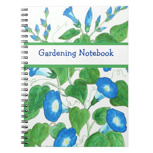Blue, White, Green Spirale Notebook, Morning Glory Notizblock (Vorderseite)
