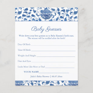 Blue White Guess Baby Birth Stats Showspielkarte