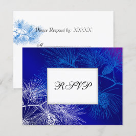 Blue White Holiday Pine Custom RSVP Cards
