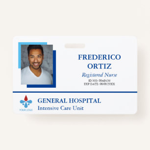 Blue & White Hospital Mitarbeiter ID Ihr Logo Ausweis