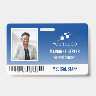 Blue White Hospital Mitarbeiter-ID Logo hinzufügen Ausweis