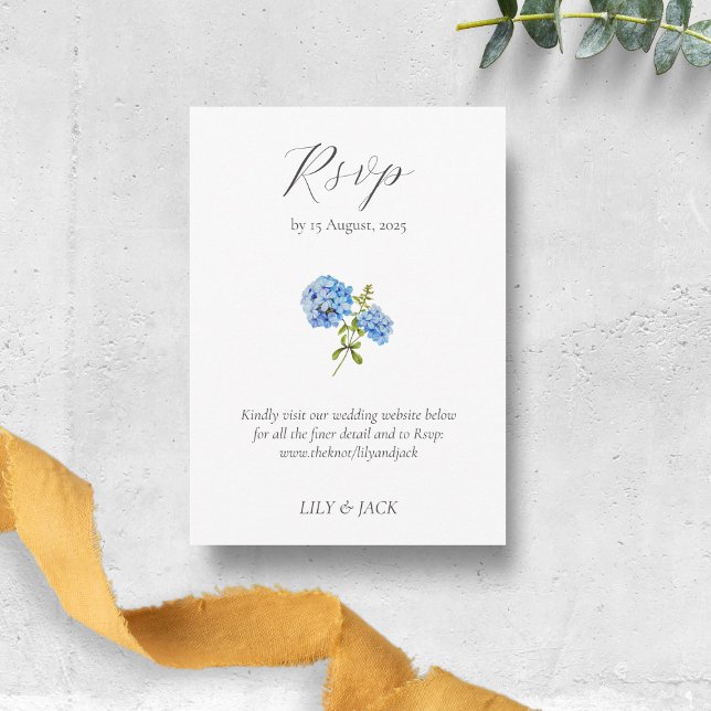 Blue & White Hydrangea Wedding RSVP Enclosure Card Begleitkarte (Von Creator hochgeladen)