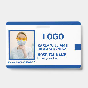 Blue White ICU Nurse ID Foto Abzeichen Ausweis