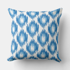 Blue White Ikat Ogee Art Pattern Kissen