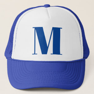 Blue White Initial Letter Monogram Modern Stilvoll Truckerkappe