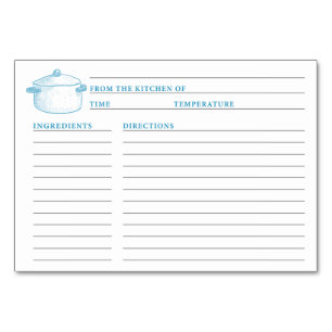Blue White Kitchen Dusche Rezeptkarte Tischnummer
