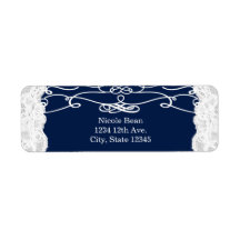 Blue & White Lace Elegante Hochzeitsadressen-Label