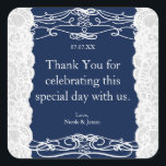 Blue & White Lace Elegante Wedding Favor Stickers<br><div class="desc">Blue & White Lace Elegant Wedding Gefallen Stickers. Matching-Elemente verfügbar.</div>