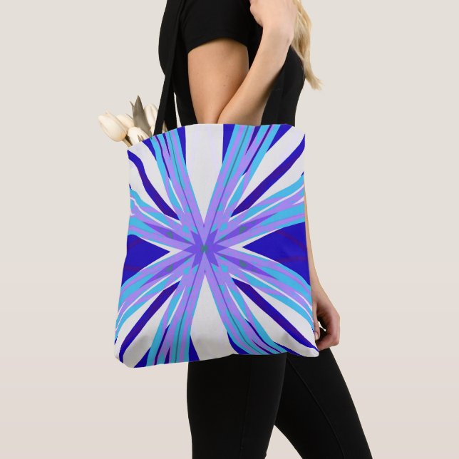 Blue White Lila Sternexplosion Star Lebensmittelge Tasche (Von Nahem)