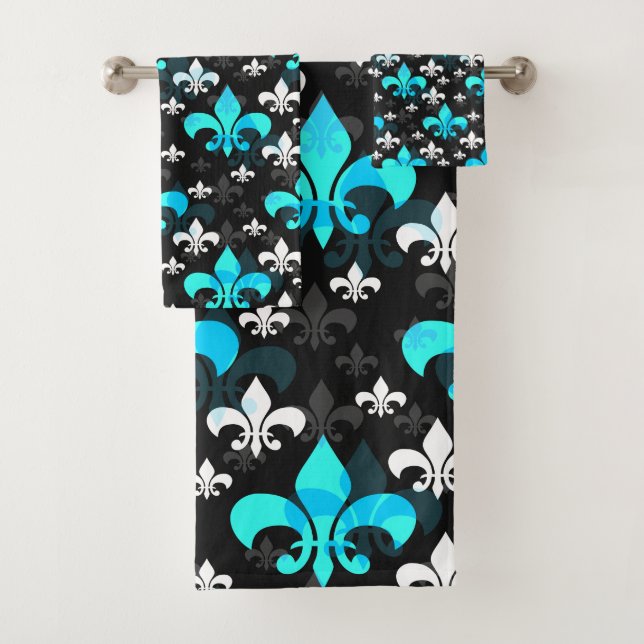 Blue White Lilie Badhandtuch Set (Insitu)