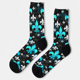 Blue White Lilie Socken