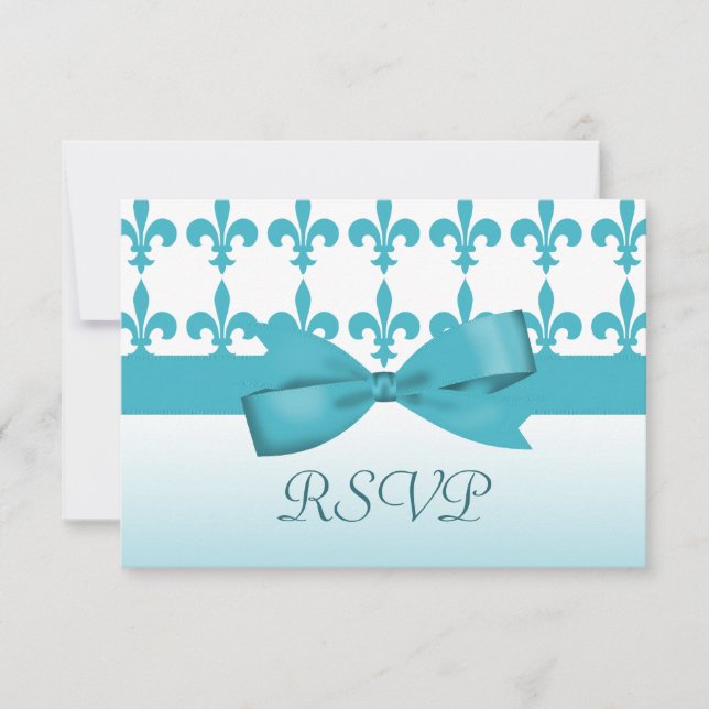 Blue & White Lilie Wedding RSVP Karte (Vorderseite)