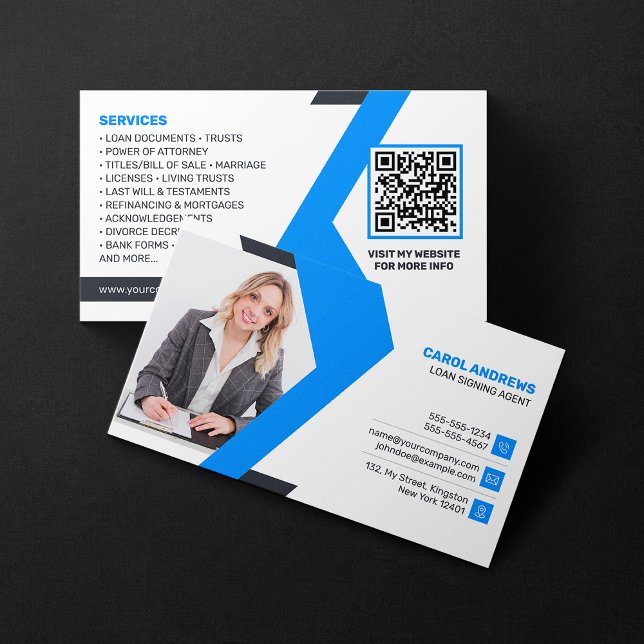 Blue, White Loan Signing Agent, Consultant, Anwalt Visitenkarte (Von Creator hochgeladen)