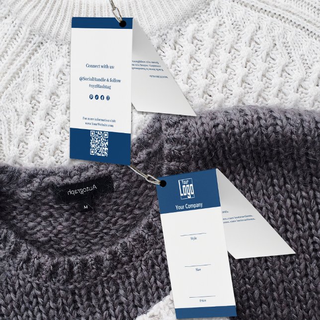 Blue White Logo QR Code Kleidung Faltpreis-Markier (Blue White Logo QR Code Clothing Folded Price Tag)