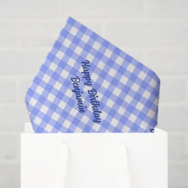 Blue White Matching Patterns Gingham Seidenpapier
