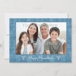 Blue, White Menorahs Hanukkah Foto Card Feiertagskarte